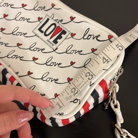 Brighton LOVE SCROLL Canvas Black White Crossbody Bag NEW Without Tags 8”x5” - Picture 14 of 16